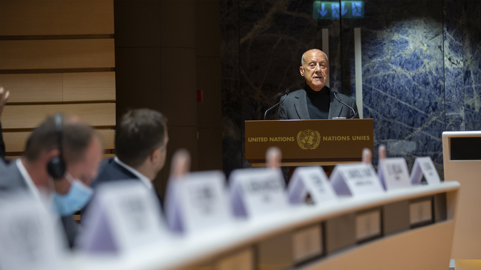 Norman Foster Addresses The First United Nations Forum Of Mayors In Geneva