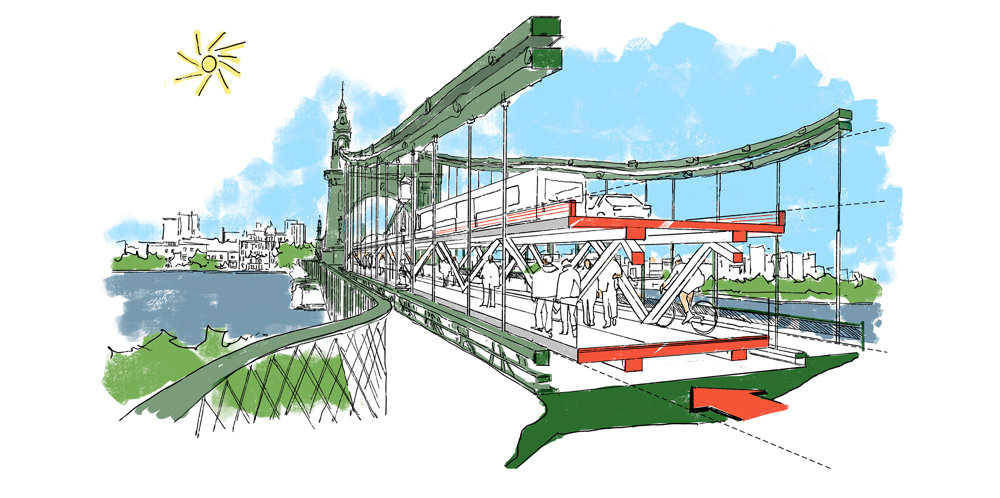 Foster + Partners reveals plans for temporary crossing over Hammersmith Bridge